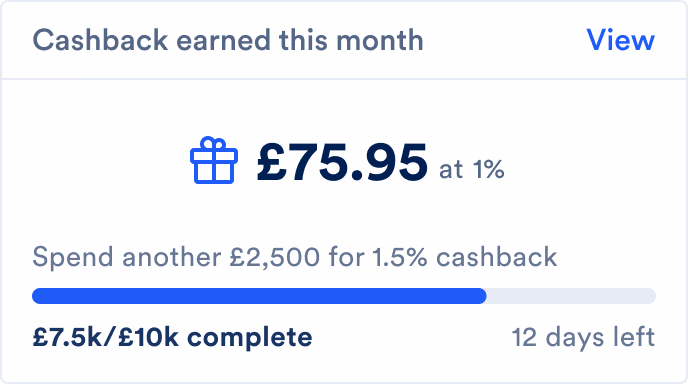 Cashback earned this month widget