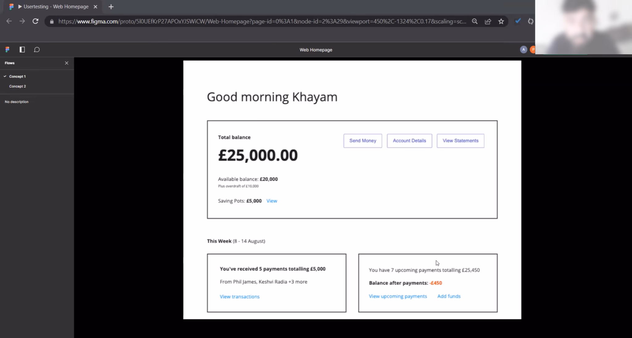A low-fidelity concept prototyped in Figma and tested with participants
