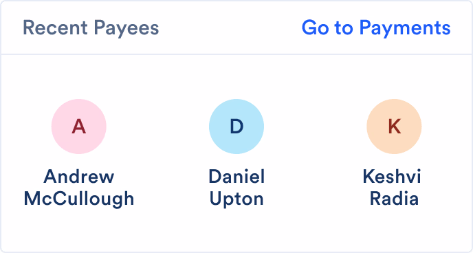 Recent Payees widget