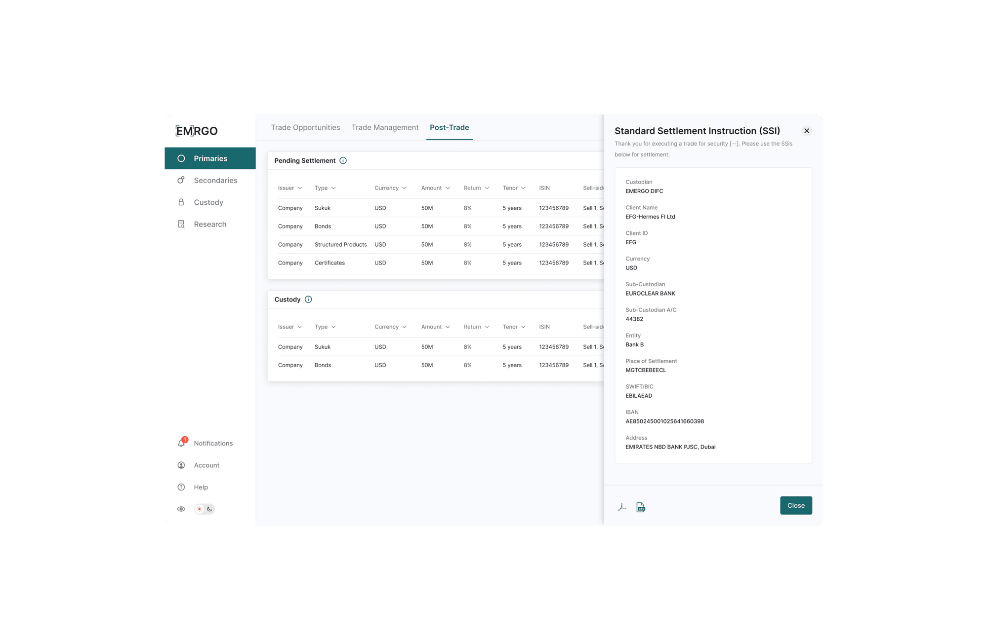 A light web dashboard with a dense data table and a filter sidebar